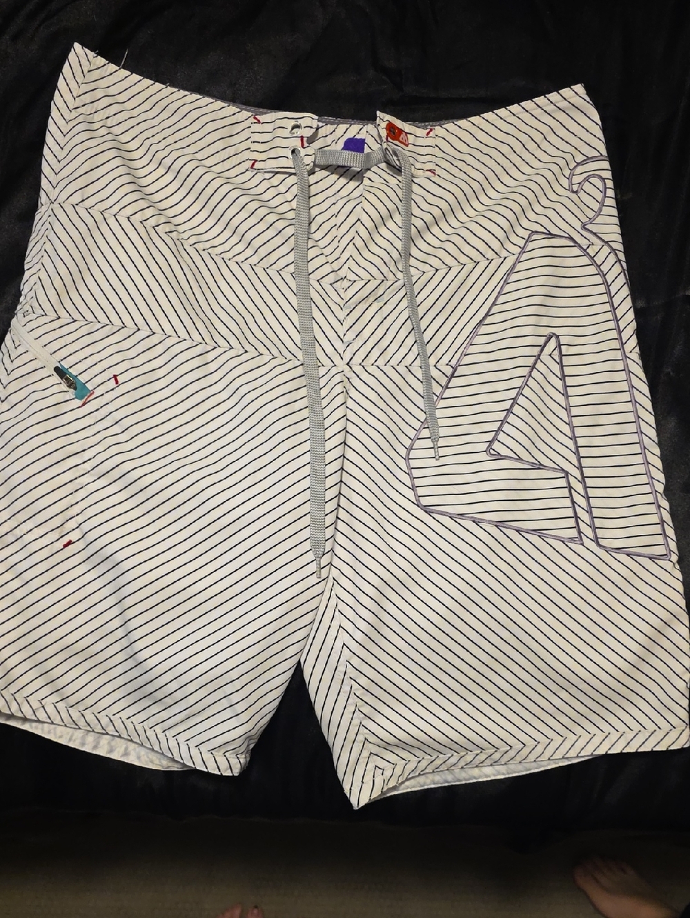 Matix Gabe Kling White and Navy Striped Athletic Shorts